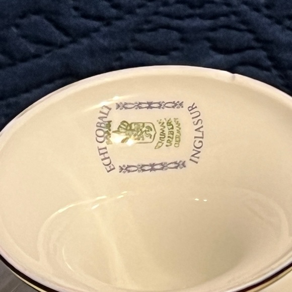 INGLASUR Cake Pedestal Stand Etched Kobalt. Very Rare in great shape - Picture 7 of 9